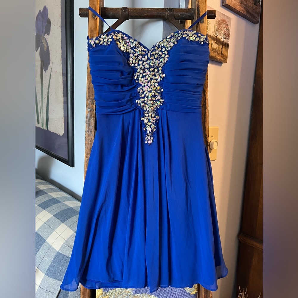Blonde nites by Stacy Sklar Strapless Gem  Mini Dress - Blue (3)